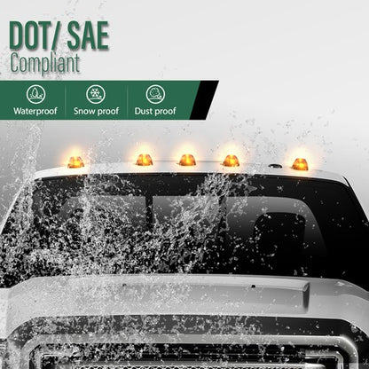Solid Spare Black Smoked Cab Roof Marker Running Lamps w/ White LED Lights For Truck SUV RV