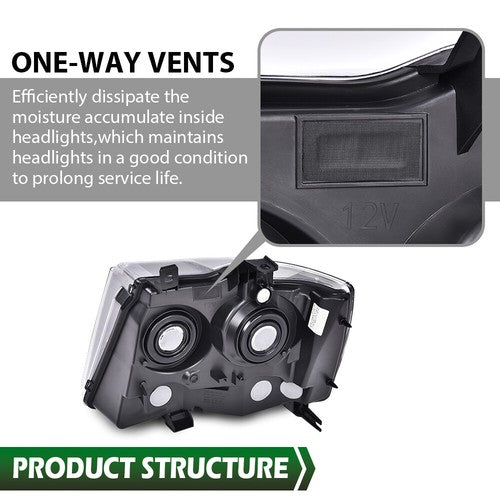Solid Spare Fit For 07-14 Chevy Tahoe Suburban Avalanche Headlights Headlamps Clear/Black