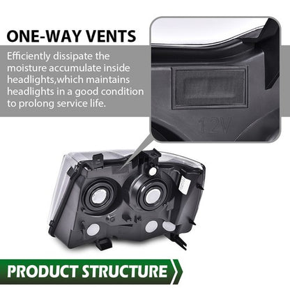 Solid Spare Fit For 07-14 Chevy Tahoe Suburban Avalanche Headlights Headlamps Clear/Black