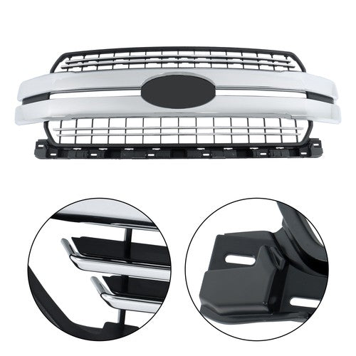Solid Spare Chrome Front Bumper Grille Grill For Ford F-150 F150 2018-20 Lariat Style