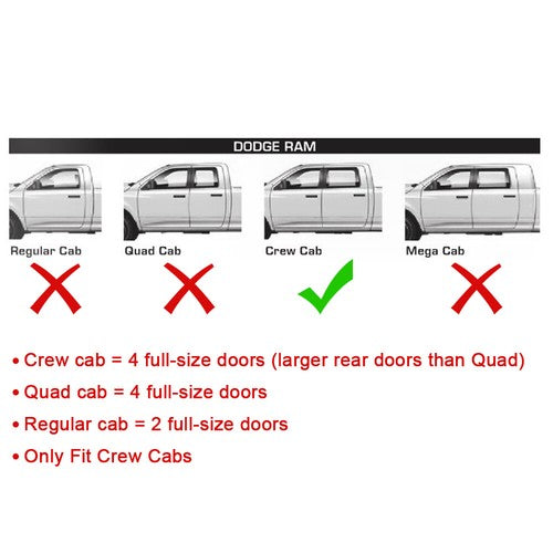 Solid Spare 4PCS ROCKER PANEL GUARD SILL PLATE COVER FOR RAM 1500/2500/3500 CREW CAB 2009-18