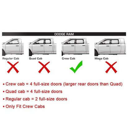 Solid Spare 4PCS ROCKER PANEL GUARD SILL PLATE COVER FOR RAM 1500/2500/3500 CREW CAB 2009-18