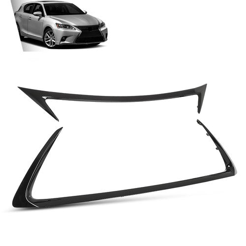 Solid Spare 2pcs Front Grille Outer Trim Molding Gloss Black Fit For 2014-2017 Lexus CT200H