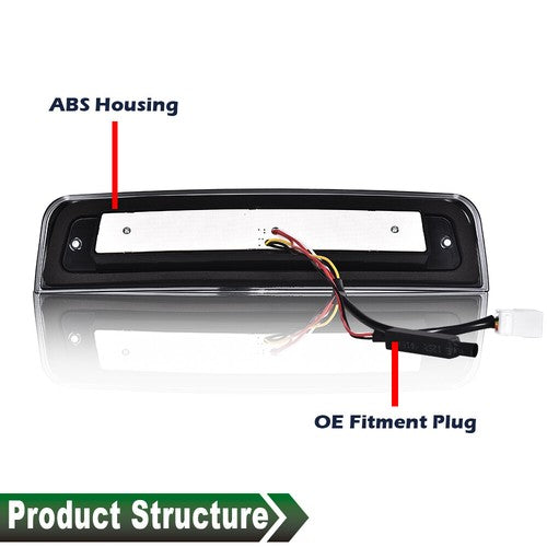 Solid Spare Fit For 2009-2018 Dodge Ram 1500 2500 3500 Black LED 3rd Brake Light Cargo Lamp