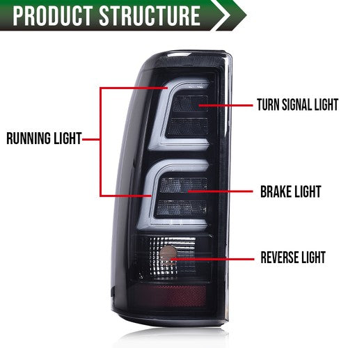 Solid Spare LED TUBE Tail Lights Fit For 99-2006 Chevy Silverado GMC Sierra Rear Brake Lamps