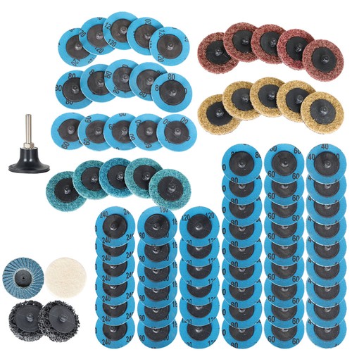 Solid Spare 1/4 Holder Die Grinder Quick Change Disc 71PCS 2" Roll Lock Sanding Discs Set W/
