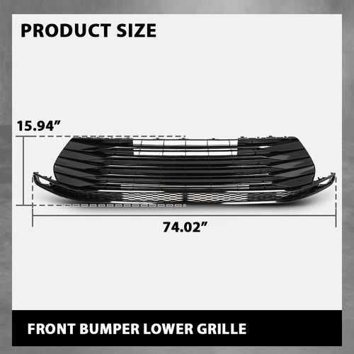 Solid Spare Fit For 2021-2025 Toyota Sienna W/O Sensor Hole Front Bumper Lower Grille Grill