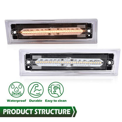 Solid Spare Front Side Marker Light Fit For 1981-1991 C10/C20/C30 GMC Clear Lens Amber LED