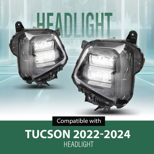 Solid Spare LED Headlights Assembly Fit For 2022-2024 Hyundai Tucson Driver & Passenger Side