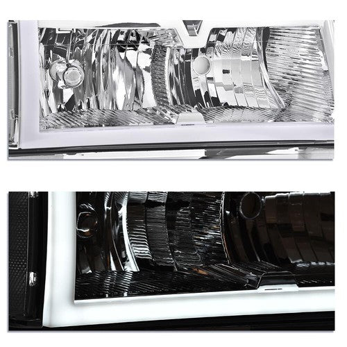 Solid Spare Fit For 04-12 Chevy Colorado GMC Canyon LED Tube Headlights Bumper Lamps Chrome