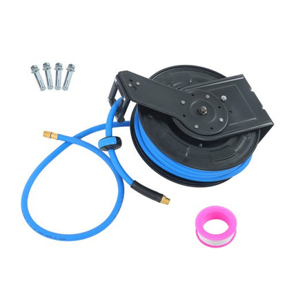 Solid Spare 1/2" x 50' Max 300PSI Premium Rubber Hose, Heavy Duty Steel Air Hose Reel