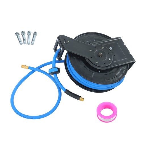 Solid Spare 1/2" x 50' Max 300PSI Premium Rubber Hose, Heavy Duty Steel Air Hose Reel