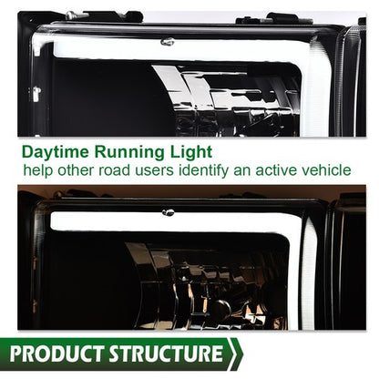 Solid Spare LED DRL Headlights Corner Lamps Black Fit For 94-02 Dodge Ram 1500 2500 3500