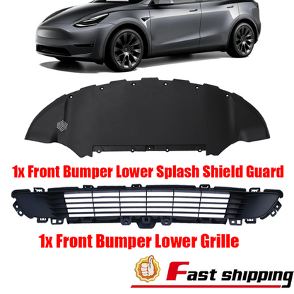 Front Bumper Lower Grill & Lower Splash Shield Guard For 2020-2023 Tesla Model Y
