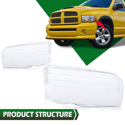 Solid Spare Fit For 2002-2005 Dodge Ram 1500 2500 3500 Clear Headlight Replacement Lens