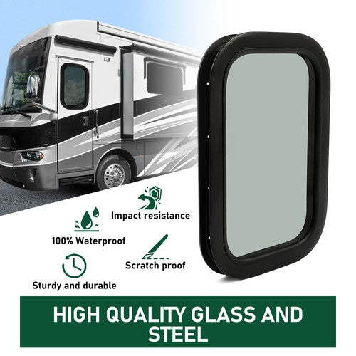 Solid Spare Vertical RV Window Cargo Trailer w/Trim Ring Screws Tinted Glass 12"X18"X1 1/2"