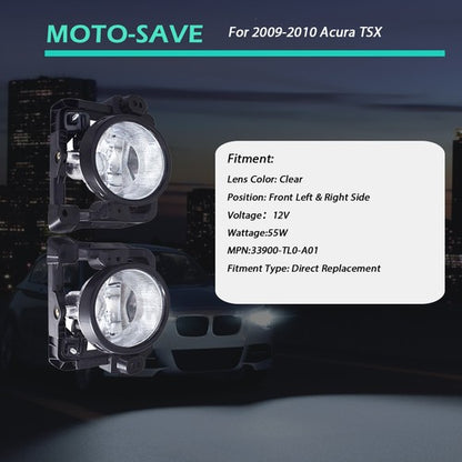 Solid Spare Fog Driving Light Lamp For Acura TSX 2009-2010 33900/33950-TL0-A01 L+R Side