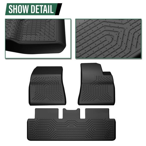 Solid Spare Fit For 2017-2023 Tesla Model 3 All Weather TPE Floor Mats Protection Liners