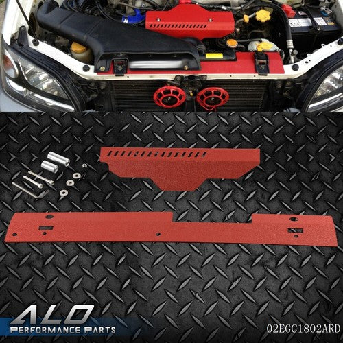 Solid Spare Fit For 2002-2007 Subaru WRX & STI Radiator Shroud & Pulley Belt Cover Combo Red