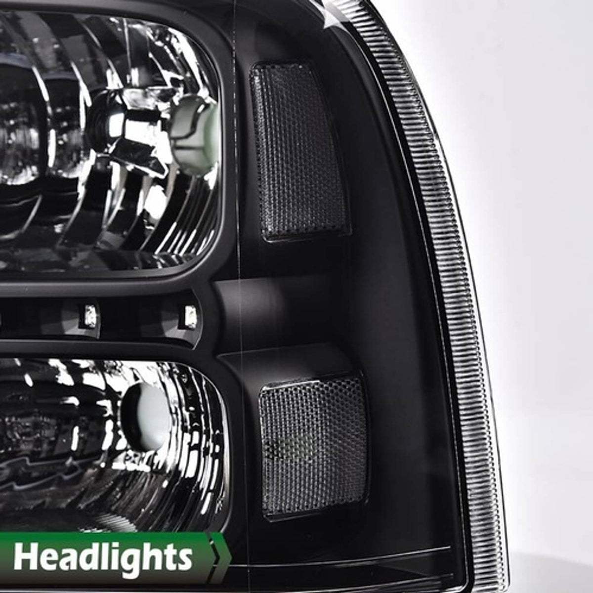 Solid Spare Fit For 05-07 Ford F250 F350 F450 F550 Super Duty Clear/Black LED DRL Headlights