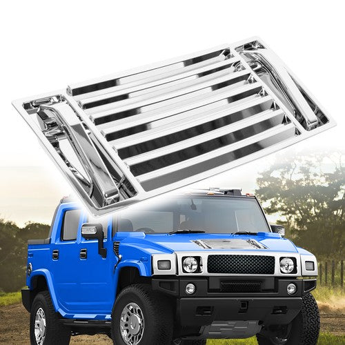 Solid Spare For 2003-2009 Hummer H2 Chrome Hood Deck Vent Panel Grille with handle covers