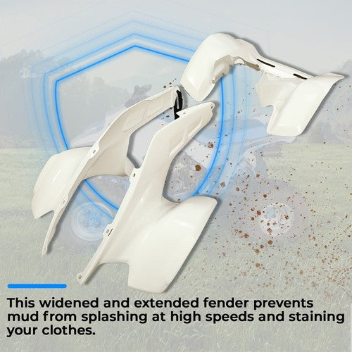 Solid Spare For Honda TRX 250R TRX250R 1986-1989 White Front & Rear Fender Set Plastics Kit