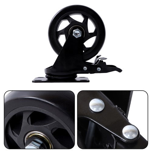 Solid Spare 4 Inch Universal Heavy Duty Swivel Caster Wheels × 4 with Brakes Black