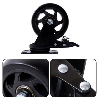 Solid Spare 4 Inch Universal Heavy Duty Swivel Caster Wheels × 4 with Brakes Black