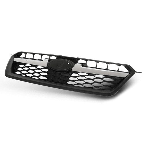 Solid Spare Fit For 2012-2014 Subaru Impreza Black Front Bumper Upper Grille w/ Chrome Tirm