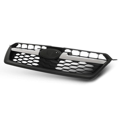 Solid Spare Fit For 2012-2014 Subaru Impreza Black Front Bumper Upper Grille w/ Chrome Tirm