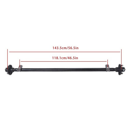 Solid Spare 4 lug-4' 2K 2000lbs Trailer Axle 56.5' Hub Face 46.5' Spring Center with U-Bolt