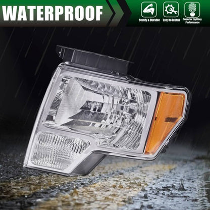 Solid Spare Pair Fit For 2009-2014 Ford F150 Headlights Headlamps Amber Corner Left+Right