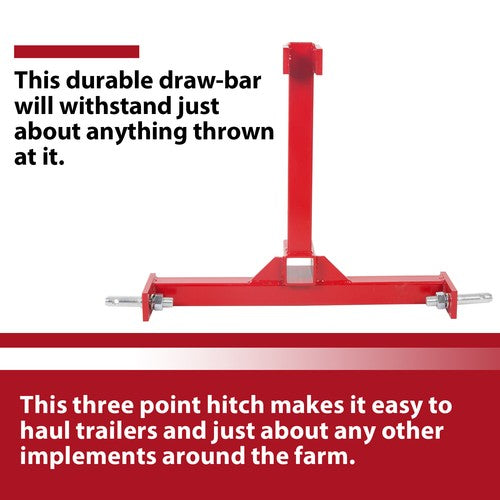 Solid Spare 3 Point 2" Receiver Trailer Tow Hitch Category 1 Tractor Drawbar Attachment