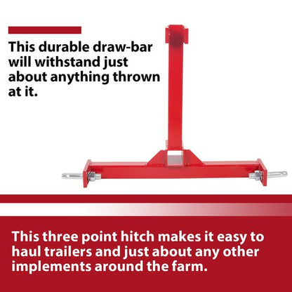 Solid Spare 3 Point 2" Receiver Trailer Tow Hitch Category 1 Tractor Drawbar Attachment