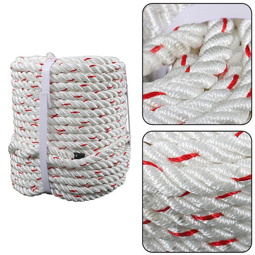 Solid Spare 1/2 'X 120'High Strength Braided Rope Breaking Strength 1160 Pounds White Red