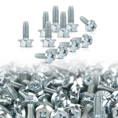 Solid Spare 100 License Plate Screws For American Cars, #14x 3/4" (#1620), Hex/Phillips/Flat