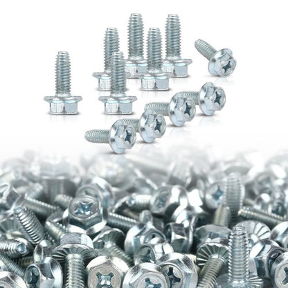 Solid Spare 100 License Plate Screws For American Cars, #14x 3/4" (#1620), Hex/Phillips/Flat