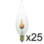 Solid Spare (25) Flicker Flame Light Bulbs Flame Shape Candelabra Base - Wholesale Lot 3C32