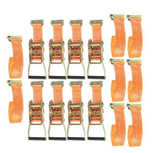 Solid Spare 4400 lbs 2" x 15' E-Track Ratchet Heavy Duty Straps Orange Tie Down Strap 8 Set