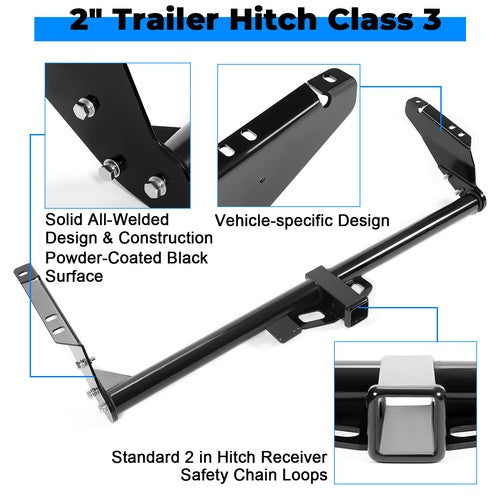 Solid Spare Class 3 Rear Bumper Towing Trailer Hitch Receiver 2" For Toyota Sienna 2004-2020