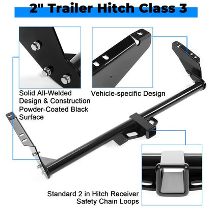 Solid Spare Class 3 Rear Bumper Towing Trailer Hitch Receiver 2" For Toyota Sienna 2004-2020