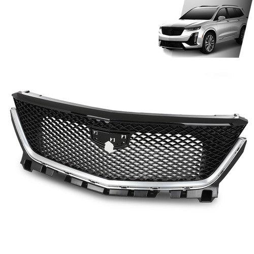 Solid Spare Fit For 2020-2025 Cadillac XT6 Sport Front Bumper Lower Grille Black & Chrome