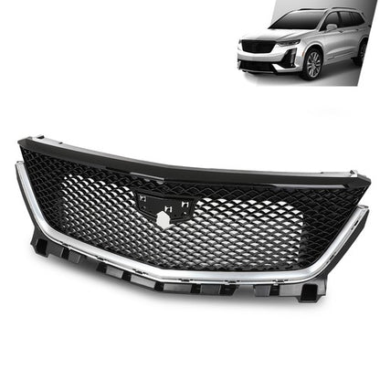 Solid Spare Fit For 2020-2025 Cadillac XT6 Sport Front Bumper Lower Grille Black & Chrome