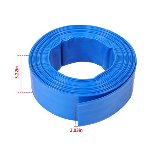 Solid Spare 2" x 50FT Irrigation Discharge PVC Hose with Two Hose Collets Blue