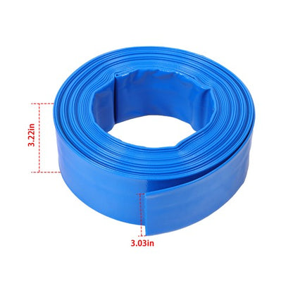 Solid Spare 2" x 50FT Irrigation Discharge PVC Hose with Two Hose Collets Blue