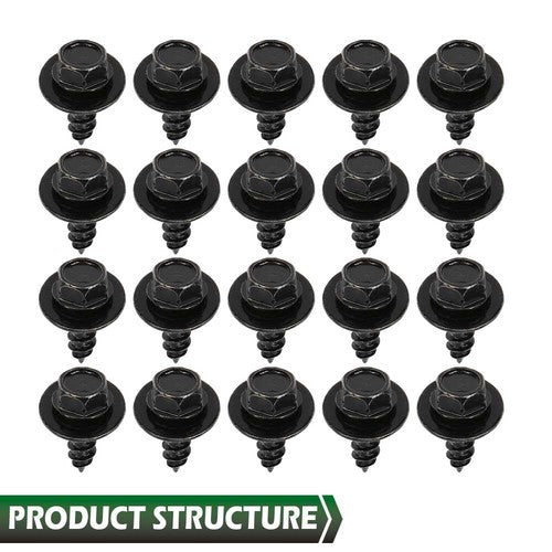 Solid Spare Fit For Toyota Firewall & Splash Shield Screws M6.3 x 20mm Long- 10mm Hex 20pcs