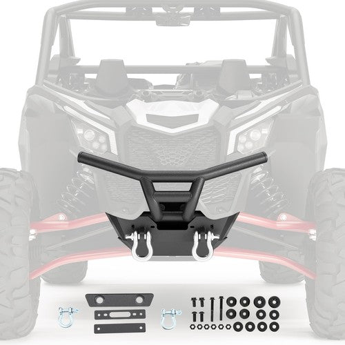 Solid Spare For Can-Am Maverick X3 17-23 Winch Ready Front Bumper W/ D-Rings Brush Guard