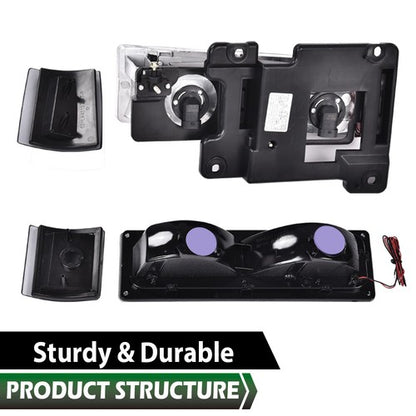 Solid Spare Fit For 94-00 GMC C10 C/K Suburban Chrome/Smoke LED DRL Headlights Bumper Lamps
