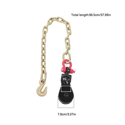 Solid Spare 2 Pcs Chained Pulley 2 Ton G70 Snatch Block 2 FT Tow Chain for 3/8" Wire Rope