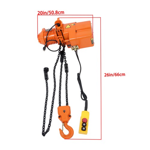 Solid Spare 1 Ton / 2200LBS Electric Chain Hoist w/ 10FT Double Chain Lifting 110V G80